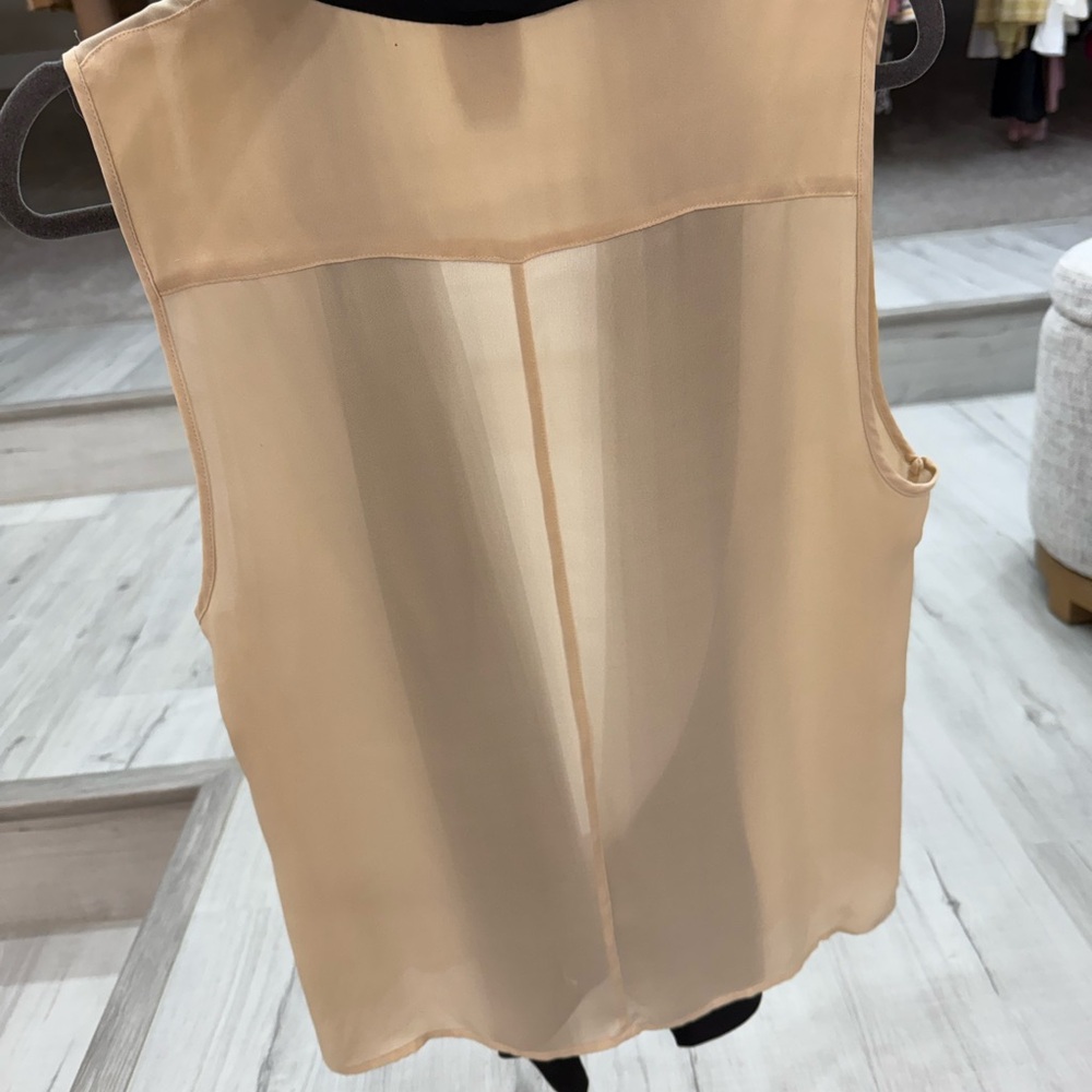 Haute Hippie Silk Sleeveless Black and Cream Vest Blouse - Picture 5 of 5